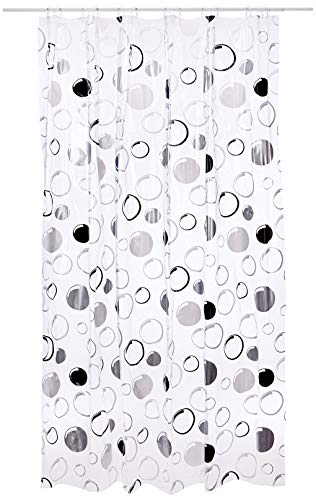 Spirella Lifestyle Plastic Curtain - Ball, Silver/Black, 1117615, White, Standard, Estandar