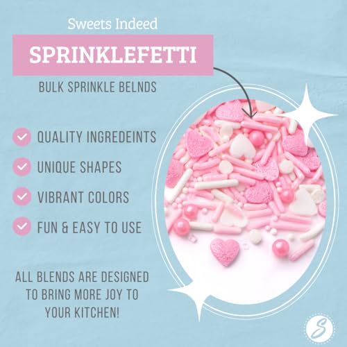Sweets Indeed Sprinkles, Edible Sprinkle Mix, Perfect for Cake Decorations, Baking, Ice Cream, Cookies, Cupcake Topper, 6 ounces (Pretty in Pink) (Pretty in Pink)