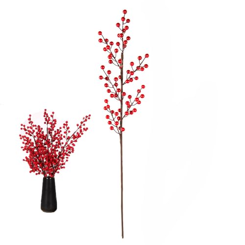 SMTCM Künstliche Beerenzweige Rot 74cm Beerenstiele Fake Holly Berry...