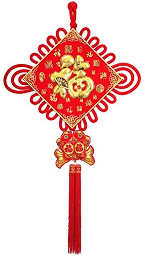 Nœud chinois traditionnel rouge avec pompon élégant pour décoration de maison