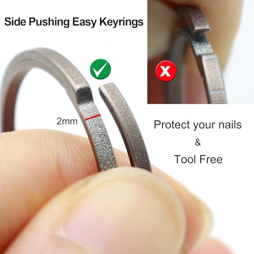 Image of Titanium Key Rings Heavy Duty Side Push Easy Split Key Chain Rings for Key Carabiner Keychain Rings