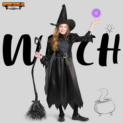 Disfraz de Bruja Negra para Niñas, Halloween miniatura 2
