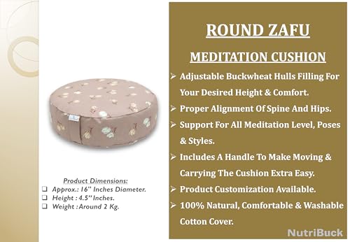 Image of Buckwheat ZAFU Meditation Cushion Filled with Buckwheat Hulls (ROUND - SOFT PETAL)