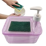 Dispenser de platos: contenedor de jabón de encimera de 12 cm, bomba de líquido, estante de almacenamiento de caddie de esponja | Accesorio de organizador de fregadero de cocina compacto para limpieza