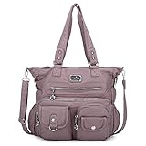 Angel Kiss Handtasche Damen Schultertasche Multifunktionale Umhängetaschen Gewaschenes Veganes Leder Wasserdicht mit Reißver Schlusstaschen