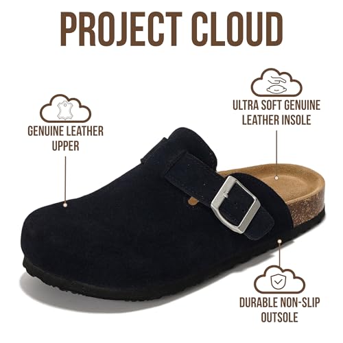 Image of Project Cloud 100% Genuine Leather Footbed Clogs for Women - Memory Foam Arch Support Slippers for Women - Trendy Slip-ons Women's Mules & Clogs Sandals