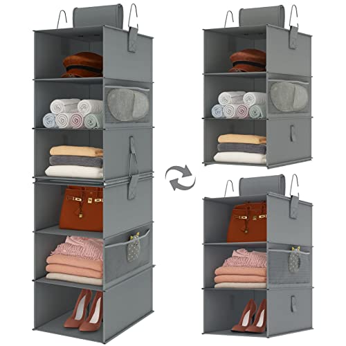 Fixwal 6-Shelf Hanging Closet Organizer 2 Separable 3-Shelf Hanging Shelves