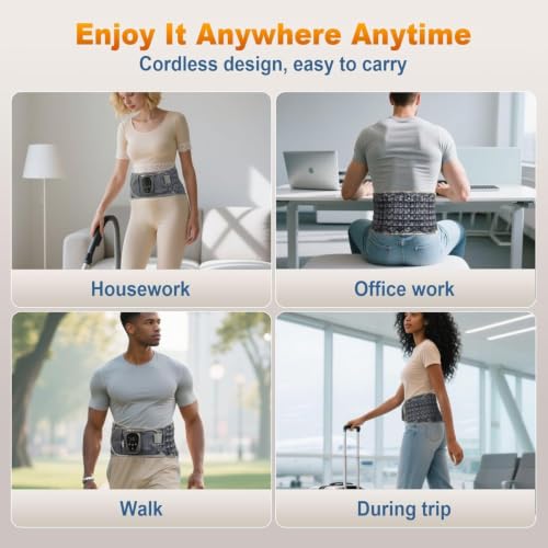 Image of Heated Lumbar Decompression Belt with Electric Air Pump, Vibration Massage & Red Light Heat, Inflatable Lower Back Support Brace, Adjustable Waist 29-49 Inch (Blue With Heat.)