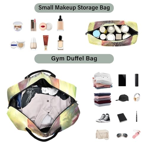 Large Travel Duffel Bag, Hi_01713229951871_ Sports Tote Gym Bag, Shoulder Weekender Overnight Bag for Women Men, Carry On Luggage with Toiletry Bags4