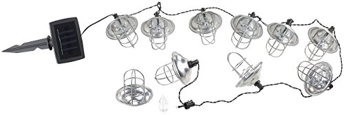 Lunartec LED Lichterkette außen: Solar-LED-Lichterkette mit 10 Metall-Laternen, warmweiß, IP44, 1,6 m (Solar wasserdicht, Garten, Weihnachtsbaumbeleuchtung)