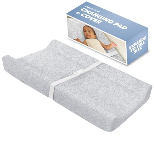 Image of Jool Baby Changing Pad - Contoured, Waterproof & Non-Slip, Includes a Cozy, Breathable, & Washable Cover (Gray/Wave)