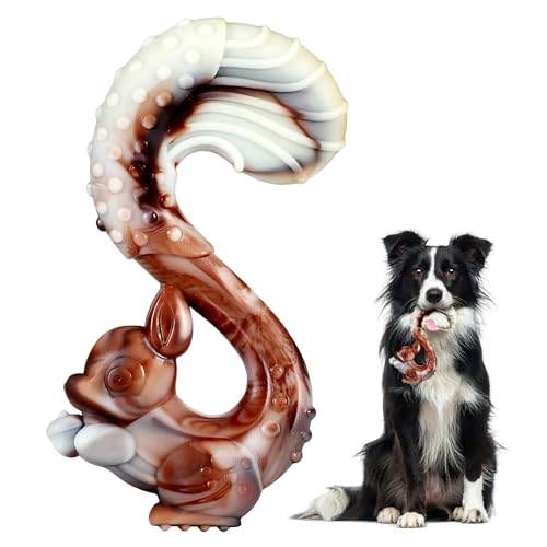 ZHVoyage Giocattoli da masticare per cani aggressivi, giocattoli indistruttibili per cani di taglia media e grande, sapore di manzo sostenibile (scoiattolo)