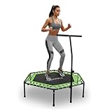 Altera Trampolín con Barra Ajustable Verde | para Ejercicio, Fitness y Aeróbicos en Casa | Plegable y Portátil | Soporta...