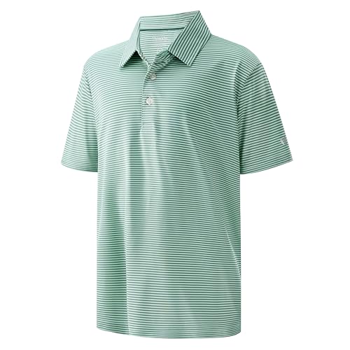 Image of Boys Polo Shirts Short Sleeve Striped Performance Moisture Wicking Dry Fit Golf Shirts for Boys Youth Kids