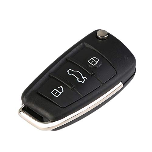 Emily 3 Button Replacement Key Fob Case Flip Blade Fits For Audi A3 A4 A6 Q7 TT Black