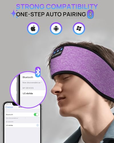 Image of LC-dolidaBluetooth Headband, Headband Headphones Wireless Earphones Built in Speakers for Side Sleepers, Sleeping Headphones Sleep Earbuds Gifts for Men Women Kids Teens