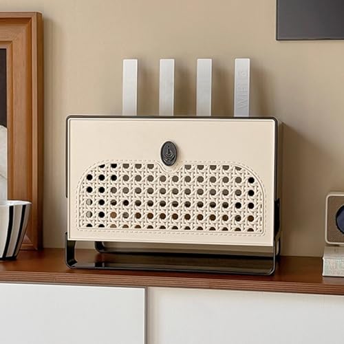 LYXWGRZD Boîte De Rangement pour Routeur, Décodeur Boîte De Plastique, WiFi Rangement La Maison avec Aération Ajourée, sans Incidence sur Le Signal,...