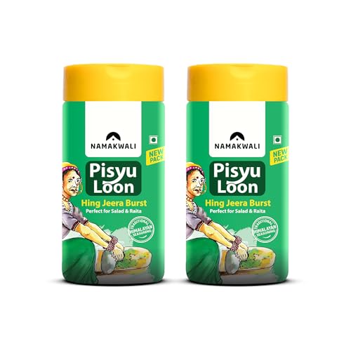 Image of Namakwali Flavoured Pahadi Salt Hing Jeera Burst (Asafoetida and Cumin) Seasoning Pack of 2 - 200 gm | Pisyu Loon Seasoning mix for Popcorn, Noodles, Salad, Raita, Juice, Fruits, Sweet Corn, Makhana and more | 100% Organic