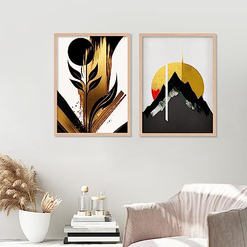 Image of kotart Minimal Colorful Abstract Modern Art Wall Painting with Frame for Living Room Bedroom Hall Office - Framed Painting for Wall Decoration - Wall Decor for Home - Pack of 4 (Art 1, Small (10x13 or 10x10 inch))