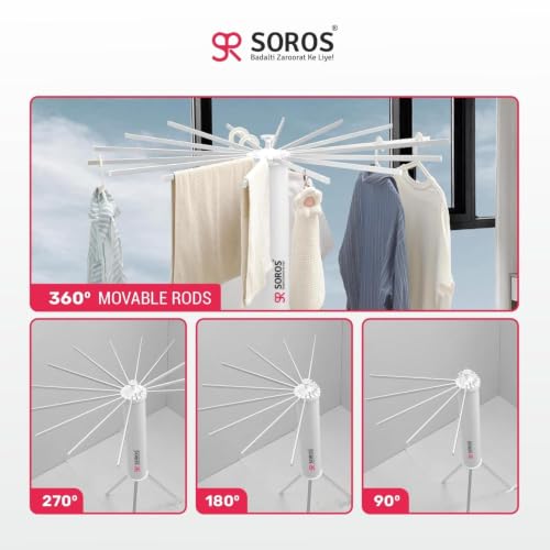 Image of SOROS Clothes Drying Stand Foldable (White, Aluminium)