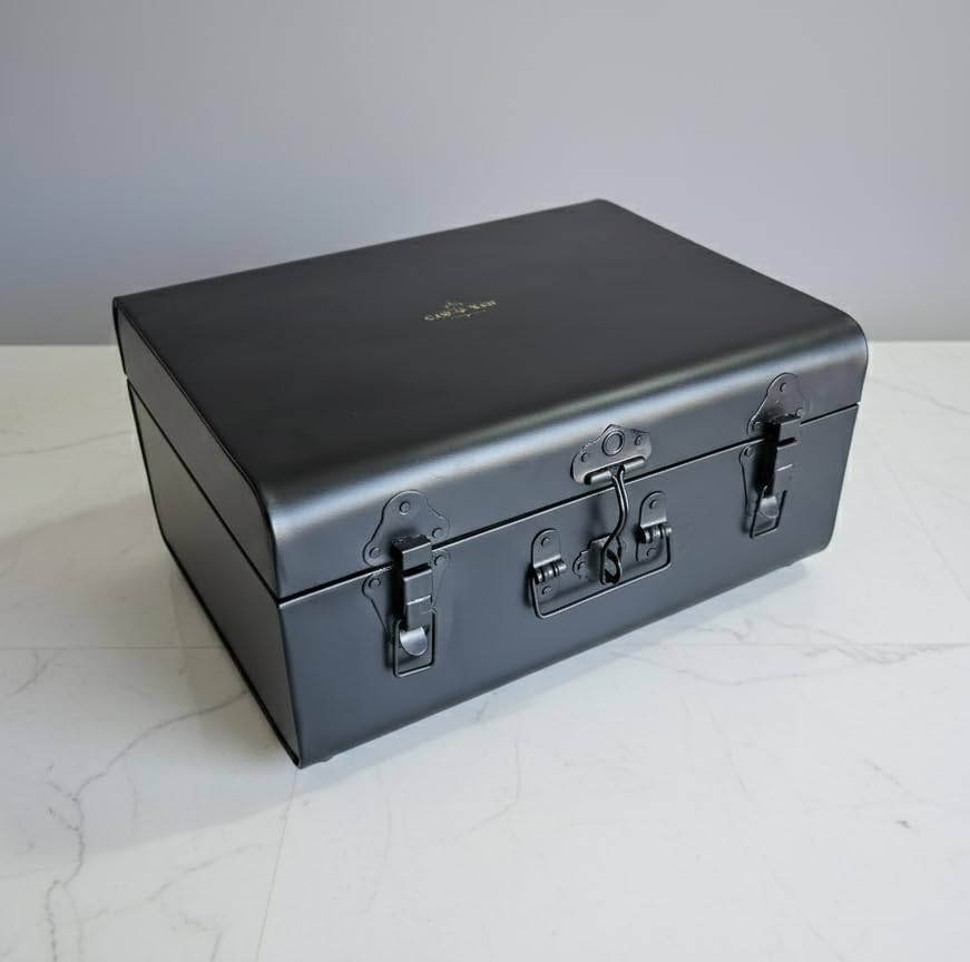 Image of Car-O-Bar Silver Bar Set Trunk | Bar Set for Home - Bartender Kit :Cocktail Shaker, Bar Spoon, Jigger, Muddler, Strainer, Wine & Beer Bottle Opener, Ice Bucket with Tong, Bar Trunk