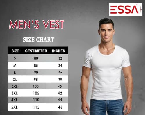 Image of ESSA 3-Pack Men's Slim Fit Vests - Premium Breathable Cotton | Modern & Effortless Comfort & Style | Flattering Fit | Triple The Value, Triple The Comfort | White