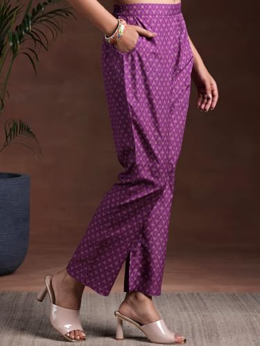 Image of Libas Women Poly Crepe Kurta Set 369500R Purple | daily wear suit