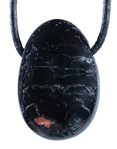Lebensquelle Plus Pendentif en tourmaline noire, en forme de goutte, avec cordon en cuir, en pierre précieuse percée et de qualité supérieure