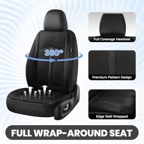 Image of FLORICH Front Car Seat Covers, Breathable Automotive Seat Cover, Universal Seat Covers Car Interior Protectors Cushion for Most Cars&SUV-Black