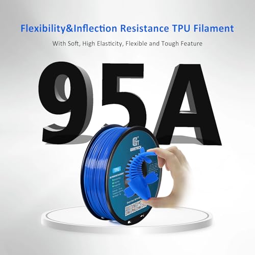 Image of Geeetech TPU Filament 1.75mm - 95A Flexible 3D Printer Filament with High Elasticity, 1KG (2.2lbs) Spool, Dimensional Accuracy ±0.03mm, Fits Most FDM Printers, Blue