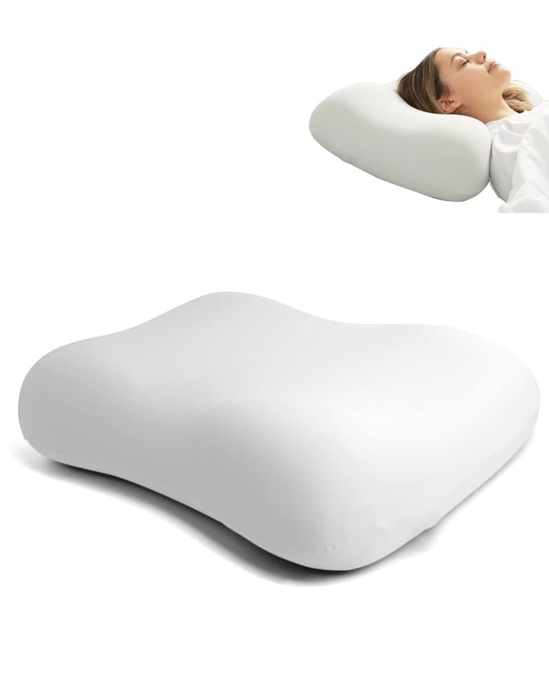 Taizz Ventures Deep Sleep Pillow, Patented Ergonomic Contour Design for Side & Back Sleepers, Orthopedic Cervical Shape Gently Cradles Head & Provides Neck Support & Shoulder Pain Relief - White