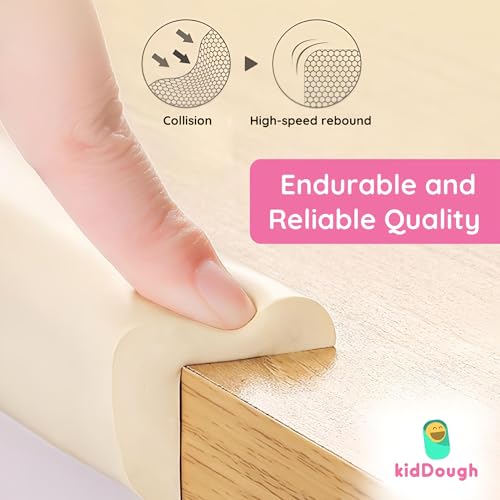 Image of KidDough Baby Proofing Thick Edge Protector for Kids, Furniture and Corner Guard, Rubber Protector for Kids Safety, Corner Protector for Sharp Edges, Baby Safety Products (2 mtr, White, L-Shape)