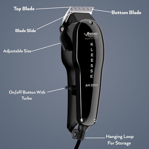 Image of ASBAH Kleesse - I Professional Hair Clipper- High-Efficiency Precision Blades, 8 Guide Combs, Cordless Hair Cutting Tool - 1 Year Warranty & Lifetime Repairs