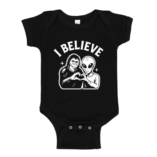 I Believe Alien and Bigfoot Baby One Piece Bodysuit Or Toddler Shirt Funny Cryptid Baby Clothes