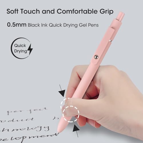 Image of FIOVER Gel Pens 10pcs 0.5mm Quick Dry Black Ink Fine Point Pens
