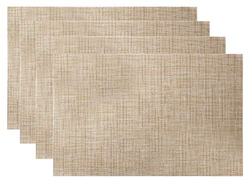 LivebyCare Placemats Set of 4 Heat-Resistant Stain-Resistant Non-Slip Place Mats,Washable Insulated Place Mats,Home Kitchen Table Mats 11.8X17.7 Inch,Beige by LivebyCare - Used condition - US$8.99