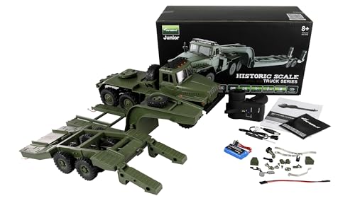 Amewi Ural B36 Camion Militaire 6WD avec Camion Bas RC télécommandé 1:16 RTR, Vert