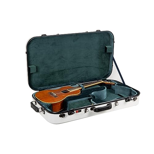 Crossrock Funda Doble de Fibra de Vidrio para Dos ukeleles barítonos de 30 Pulgadas, con Compartimento para Accesorios, Correas de Mochila, Cerradura TSA Blanco lechoso (CRF2020DBUMW), Blanco Leche