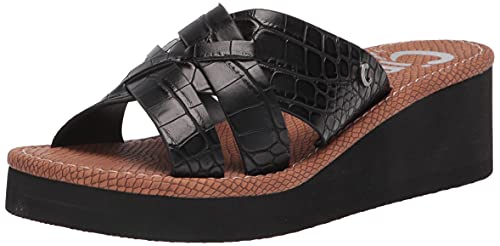 Circus by Sam Edelman Women's Hadley Wedge Sandal, Black Croco, 7.5