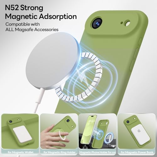 Image of LOVE 3000 Designed for iPhone Air Case, Premium Silicone [Compatible with Magsafe][Soft Anti-Scratch Microfiber Lining] Shockproof Protective Phone Case for Men Women 6.5 inch, Cedar Green