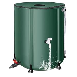 Collapsible Rain Barrel Water Collection System – 53 Gallon Portable Water Storage Tank,Foldable Rainwater Collect System Downspout, Water Catcher Container with Filter, Spigots＆Overflow Kit