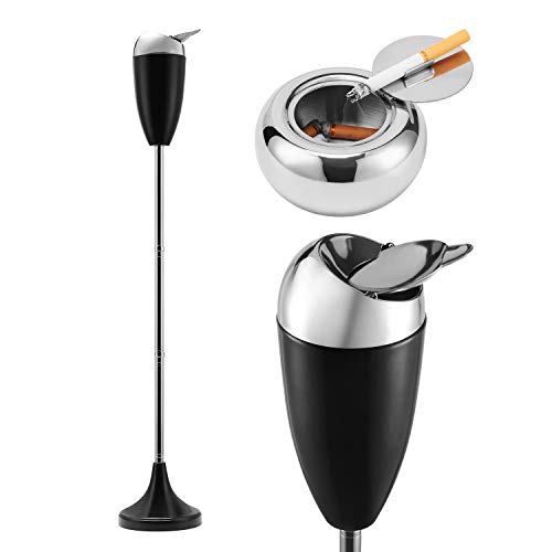 Anfrere Standing Ashtray Outdoor for Patio with Desktop Ashtray, Large & Tall Outside Ashtrays for Cigarette Butt Receptacle Disposal, Commercial Metal Smokers Cigar Ash Tray Container with Lid, A0122