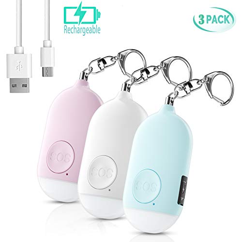 Safesound Personal Alarm Siren Song 3 Pack - 130dB Self Defense Alarm Keychain