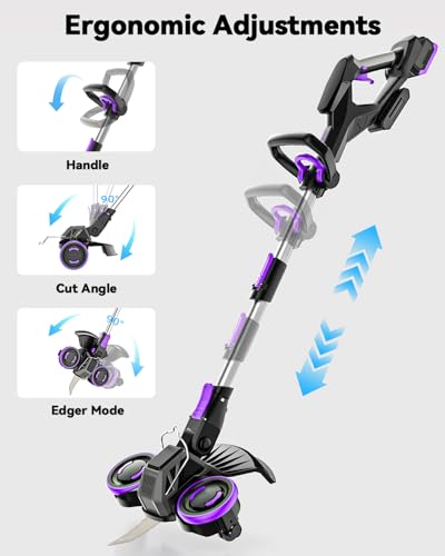 Image of Cordless Weed Wacker, GearBrushless Motor, 20V 5.2Ah Battery Powered, 3 in 1 Edger /Mower /Trimmer with Metal Blade (Two 4.0A Batteries)
