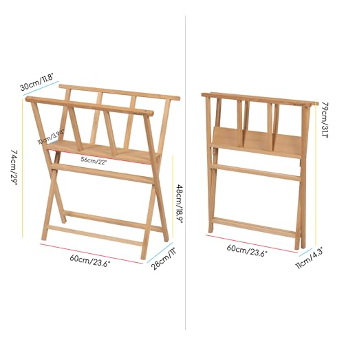 Image of MEEDEN Folding Art Print Rack: Beechwood Art Storage Rack for Canvas Boards | Artist Storage and Display Rack for Canvas Art Prints Panels Posters Gallery Shows, Art Organizer for Studio Office, Natural