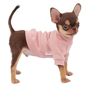 LOPHIPETS Small Dog Turtleneck Sweaters for Teacup Chihuahua Yorkie Puppy Cat Clothes-Pink/XS