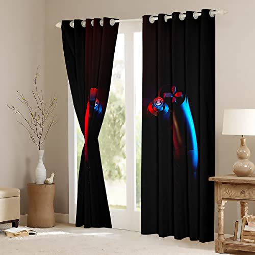 Feelyou Gaming Curtains For Boys Bedroom Kids Gamer Room Decor Curtain 42W X 63L Inches Teens Black And Red Video Game Controller Window Treatments Drapes With Grommets 2 Panels Set #TOP2