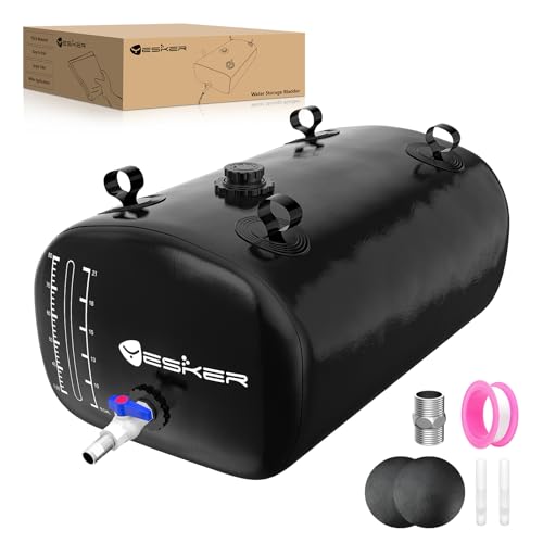 Yesker Portable Water Storage Bladder 30 Gallon Heavy-Duty 1000D PVC Foldable Water Bladder Tank with 3/4 PVC Spigot for Garden Camping & Car Use Black