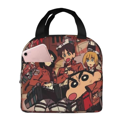 クレヨンしんちゃん ランチパック再利用可能なランチバッグコンパクトなランチボックス断熱 ファッションキャリングバッグコールドソフトアイストート再利用可能な 通勤学校ユニセックス/キッズトート ランチバッグ