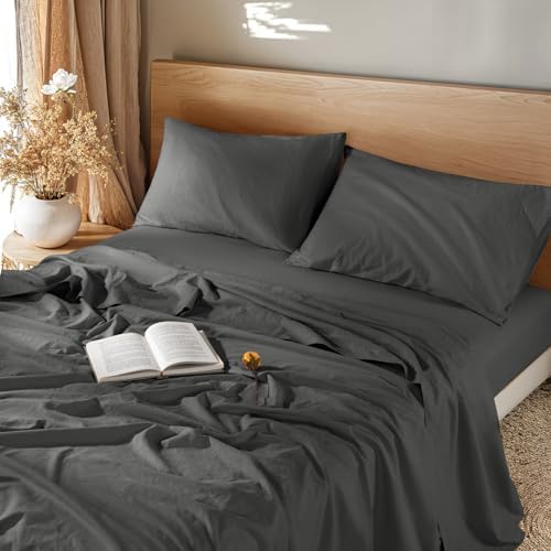 LBRO2M Linen Sheet French Flax Sheet Cotton Linen Blend Sheets De...